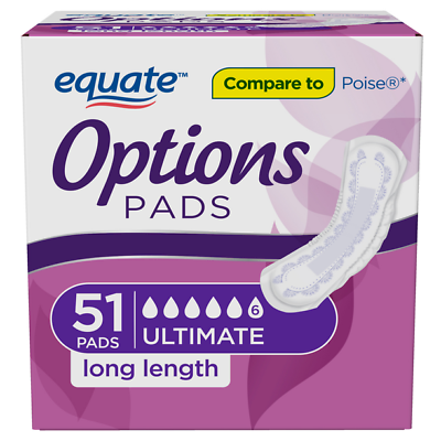 #ad Equate Incontinence Pads for Women Ultimate Long 51 Ct Compare To Poise ✅