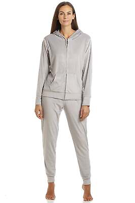 #ad Camille Womens Supersoft Velour Loungewear Pyjama set Grey