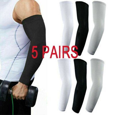 #ad 5 Pairs Cooling Arm Sleeves Cover UV Sun Protection Sports Outdoor For Men Women