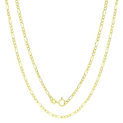 #ad 10K Yellow Gold 2mm Thin Figaro Italian Chain Link Necklace Mens Women 16quot; 26quot;