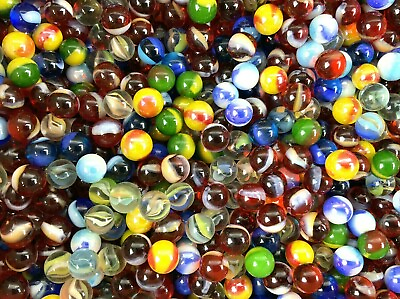 Set of 100 Glass Peewee Marbles 12mm Assorted Colors