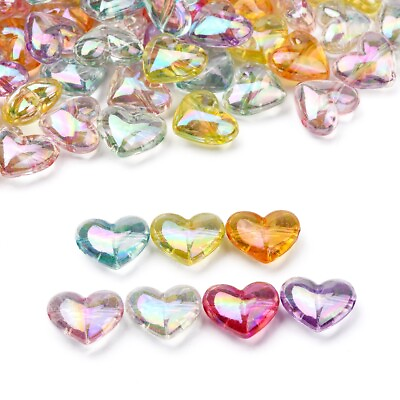 #ad 100x Acrylic Heart Beads Loose Beads Spacers for DIY Jewelry Bracelet Making