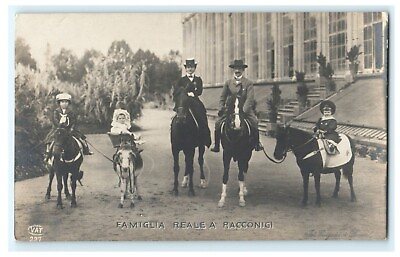 #ad #ad Royal Family in Racconigi Italy RPPC Children on Pony#x27;s RPPC Unused