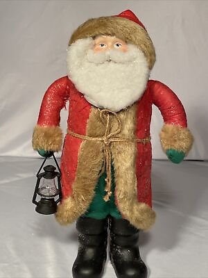 #ad Santa Beard Collection Old World Fashioned Santa Claus Felt Coat Twine Belt 16”