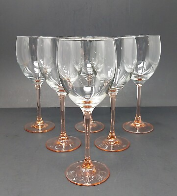 6 Vintage Cristal D#x27;Arques Durand Luminarc Water Wine Glasses W Rose Stem France