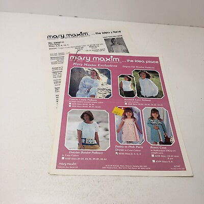 2 Mary Maxim Knit Patterns Girls#x27; Dress Sizes 2 8