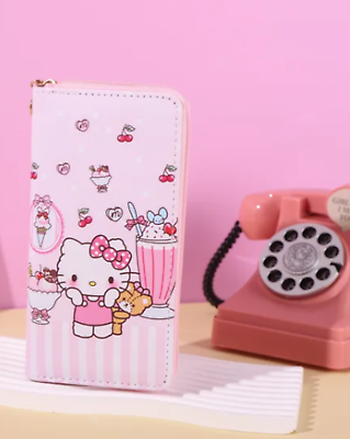 #ad Hello Kitty Wallet Organizer Ice Cream 3 Compartments Zipper Closure