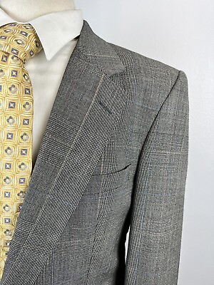 #ad Burberry London Men’s Gray Glen Check Wool Suit Size 40 R Pants 36 X 29 Vintage