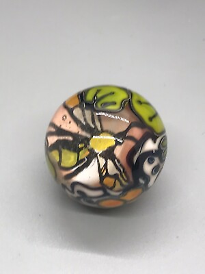 Handmade Glass Marble enamel painted summer bug encased made by me