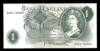 #ad 🇬🇧 UKGreat Britain £ 1 Pound 1960 1977 QEII Pick 374g aUNC *** Banknote