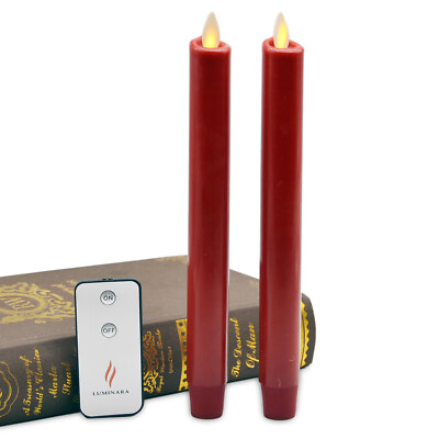 Luminara LED Taper Candle with Moving Flame Red 8 quot; Pack of 2
