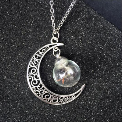 #ad 1pc Stylish Creative Charm Moon Glass Bead Orb Pendant for Ladies Women