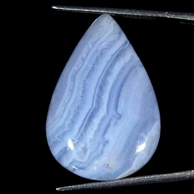 #ad 28.30Cts Natural Blue Lace Agate Cab Loose Gemstone Shape Pear Size 20x29x7mm
