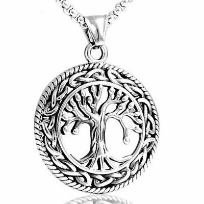#ad Stainless Steel Celtic Tree of Life Pendant Necklace Irish Knot Silver Gift