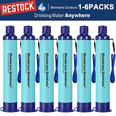 Portable Survival Water Filter Straw Purifier Camping Emergency Gear1 6 Pack