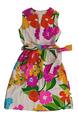 #ad #ad Vintage 60s 70s Malia Honolulu Floral Dress Large Flowers Fit and Flare Pink