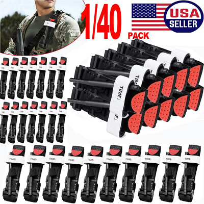 1 40PCS Tourniquet Rapid One Hand Application Emergency Outdoor First Aid Kit US