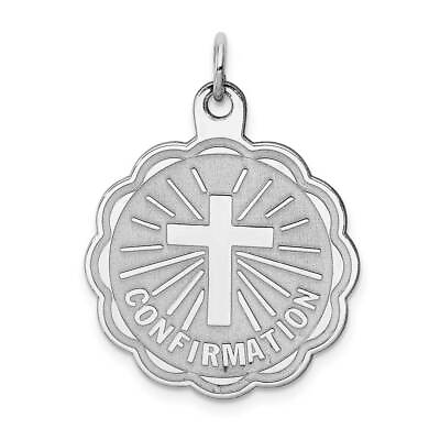 #ad Sterling Silver Rhodium plated Confirmation Disc Charm 1 x 1 in