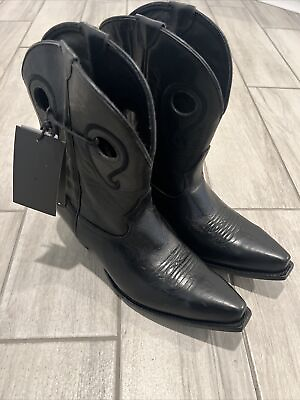 #ad Black Star Leather Matador Western Boots 229219 Cowboy Cellsole Sz 11 New