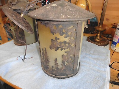 Vintage Lamps Metal Glass underwater look asian hanging 12x8