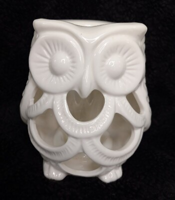 #ad Cute White Owl Luminary Candle Holder or can be used as Vase has plastic insert