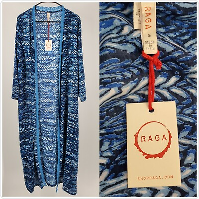 #ad Women#x27;s Anthropogie Raga Blue Kimono Swimsuit Wrap Cover Up Size Small NEW A2