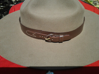 Mountie Style Brown Leather Hat Band for Stetson Montana Peak 24 1 2quot; Length