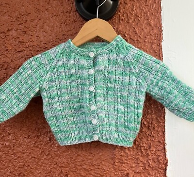 #ad #ad Hand Knit Baby Cardigan Sweater. Unsized. Blue Green