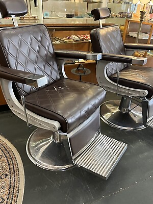 #ad BarberPub Vintage Barber Chairs 2 Hydraulic Recline Salon Or Spa For Two