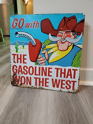 #ad #ad c.1960s Original Vintage Phillips 66 Sign Metal The Gasoline That Won The West