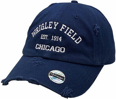 Wrigley Field Chicago 1914 Vintage Hat Buckle Back Blue