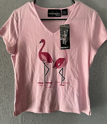 #ad NWT Requirements Petite PM Pink Flamingo Shirt