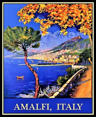 #ad Amalfi Coast Italy Vintage Travel Poster Canvas Print Fridge Magnet 6x8 Large