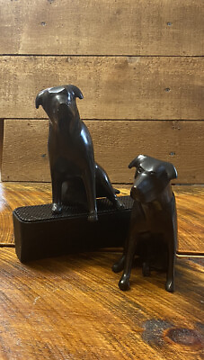 Restoration Hardware Cast Bronze Dog Bookends Labs
