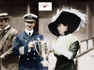 CAPTAIN A. H. ROSTRON RECIEVES LOVING CUP FROM MOLLY BROWN AND TITANIC SURVIV