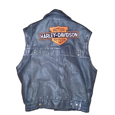 #ad VTG 50s Oleg Cassini Leather Jacket Vest Mens Size 42 Large Harley Davidson