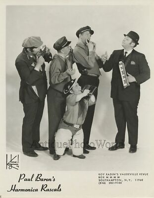 #ad Paul Baron Harmonica Rascals band with midget vintage music photo