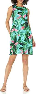 #ad 28 Palms Aqua Pink Ginger Tropical Casual Womens Size X Small