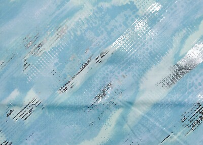 Kaleidoscope – Vision Foil Aqua Diag. Striae Stripe Plain Weave Cotton Fabric