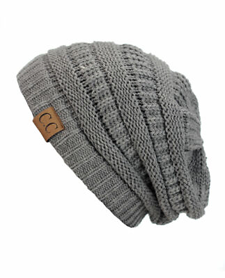 Hot item CC Beanie New Women#x27;s Knit Slouchy Thick Cap Hat Unisex Solid Color