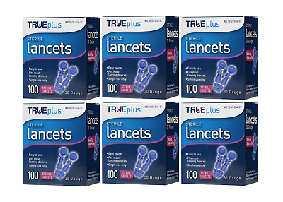 #ad TRUEplus Universal Twist Top 30 Gauge 600 Lancets 6 Box 100
