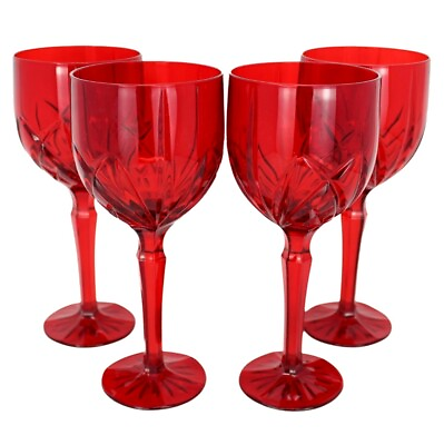 SET OF 4 MARQUIS BY WATERFORD BROOKSIDE RUBY RED 8 5 8quot; WATER WINE GOBLETS 11oz