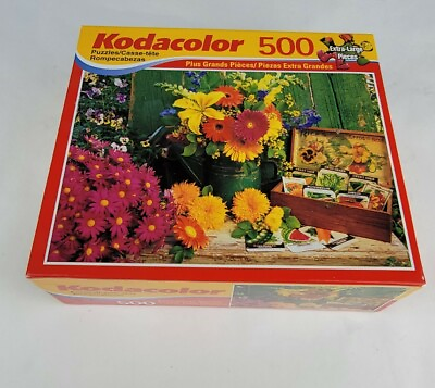 #ad NEW SEALED Kodacolor 500 Piece Jigsaw Puzzle Spring Purple Orange Flowers