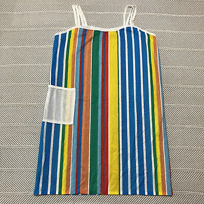 House Dress Rainbow Stripe Terry Cloth Vintage 1970s Medium NWOT