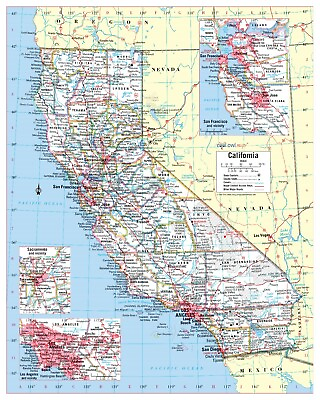 #ad #ad California State Wall Map Large Print Poster Rolled Paper 24quot;x30quot;