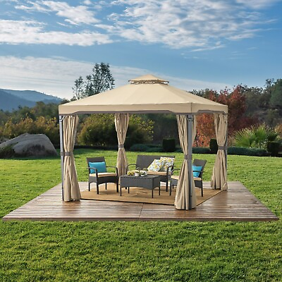 #ad Sonoma Outdoor Traditional Brown Steel Gazebo Canopy with Water Resistant Cover