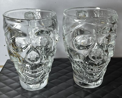 #ad #ad Luminarc USA Pirates Skull Clear Glass Mugs Treasure Island 32 Oz Set Of 2