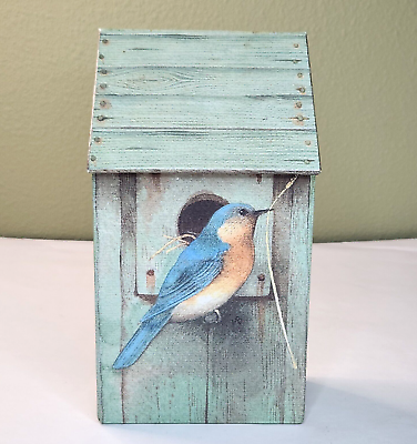 Marjolein Bastin Bluebird Mail Box 8.5quot; Cardboard Hallmark Nature#x27;s Sketchbook
