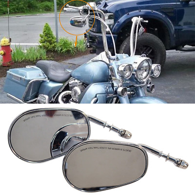 #ad MOTORCYCLE CHROME TAPERED SHORT STEM REARVIEW MIRRORS FOR HARLEY ROAD KING US