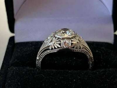 #ad #ad Art Deco Vintage Style Lab Created Diamond Filigree Wedding White Gold FN Ring